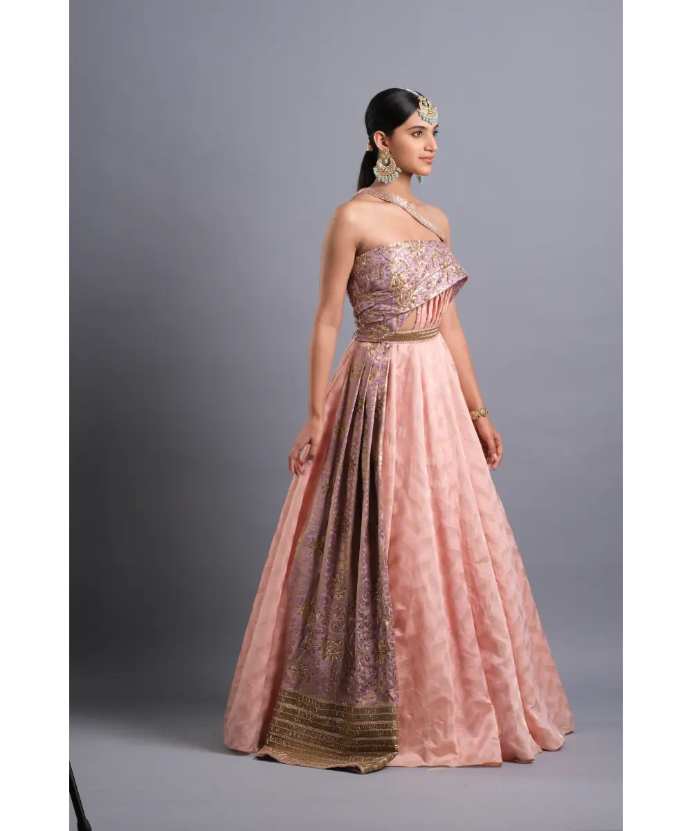 AASTHA SOOD - One shoulder Chanderi Gown
